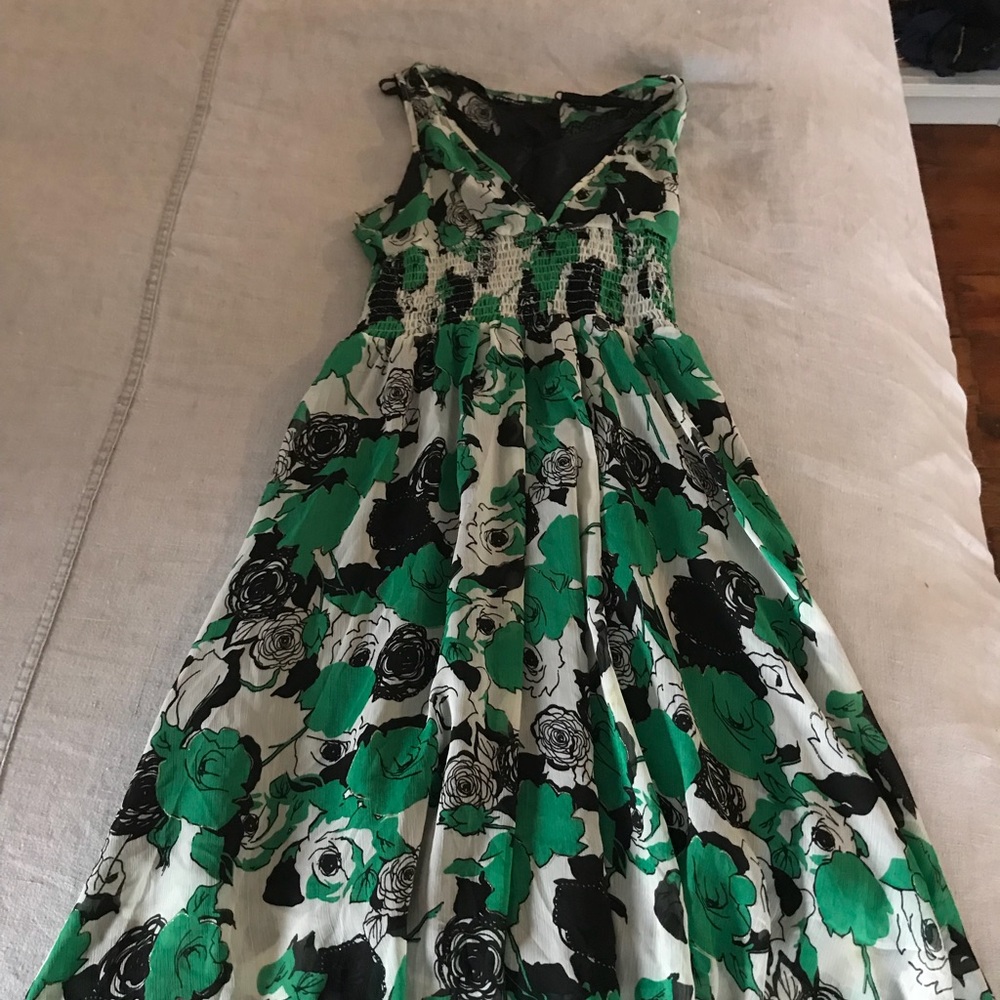 Green dress with built in slip.